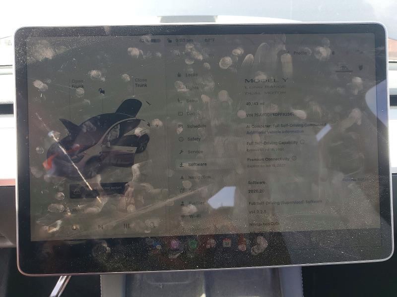 2023 Tesla Model y VIN 7SAYGDEE0PF925676 COPART salvage auction — FRONT END, Ca - Salvage Certificate, sold $9,400 on 2026-07-02 (photo 9)