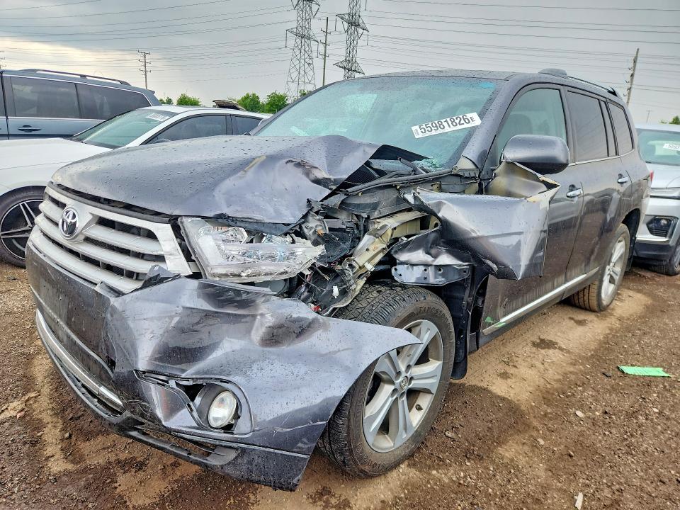 2013 Toyota Highlander VIN 5TDDK3EH3DS264215 COPART salvage auction — FRONT END, Il - Salvage Certificate, sold $4,400 on 2026-07-28 (photo 1)