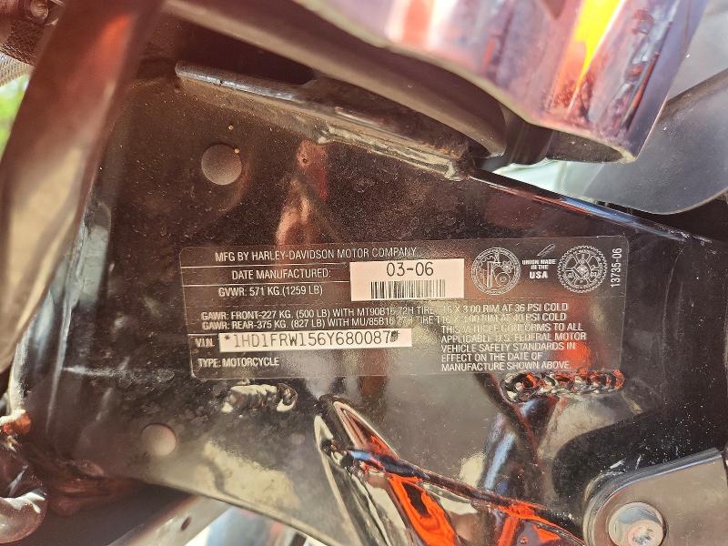 2006 Harley-davidson Flhrci VIN 1HD1FRW156Y680087 COPART salvage auction — FRONT END, FL - CERT OF TITLE SLVG REBUILDABLE, sold $975 on 2026-07-02 (photo 9)