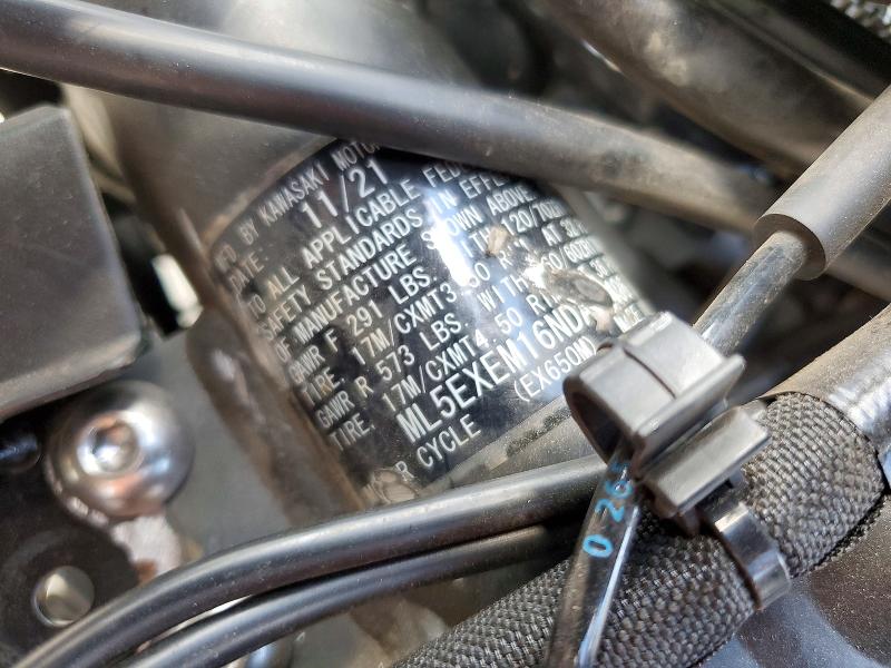 2022 Kawasaki Ex650 VIN ML5EXEM16NDA65496 COPART salvage auction — ALL OVER, Va - Cert Of Title - Salvage, sold $200 on 2026-07-02 (photo 8)