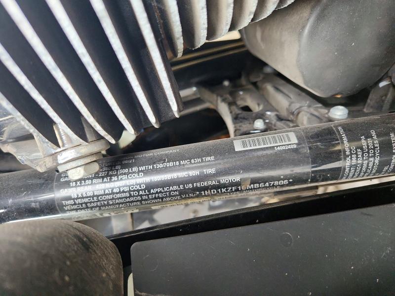 2021 Harley-davidson Fltrk VIN 1HD1KZF16MB647806 COPART salvage auction — FRONT END, IL - CERTIFICATE OF TITLE, sold $5,600 on 2026-07-10 (photo 9)