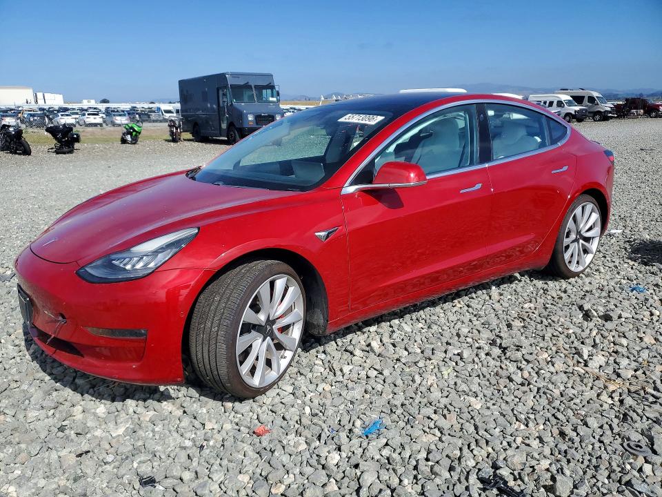 2018 Tesla Model 3 VIN 5YJ3E1EB8JF079452 COPART salvage auction — FRONT END, Ca - Salvage Certificate, sold $5,900 on 2026-07-30 (photo 1)