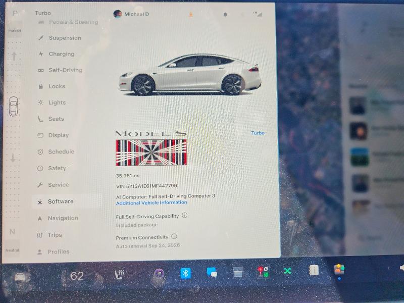 2021 Tesla Model s VIN 5YJSA1E61MF442799 COPART salvage auction — FRONT END, Nm - Cert Of Title-Salvage, sold $17,300 on 2026-07-16 (photo 9)