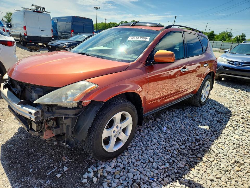 2004 Nissan Murano VIN JN8AZ08WX4W311073 COPART salvage auction — FRONT END, In - Cert Of Title-Salvage Title, sold $475 on 2026-07-14 (photo 1)
