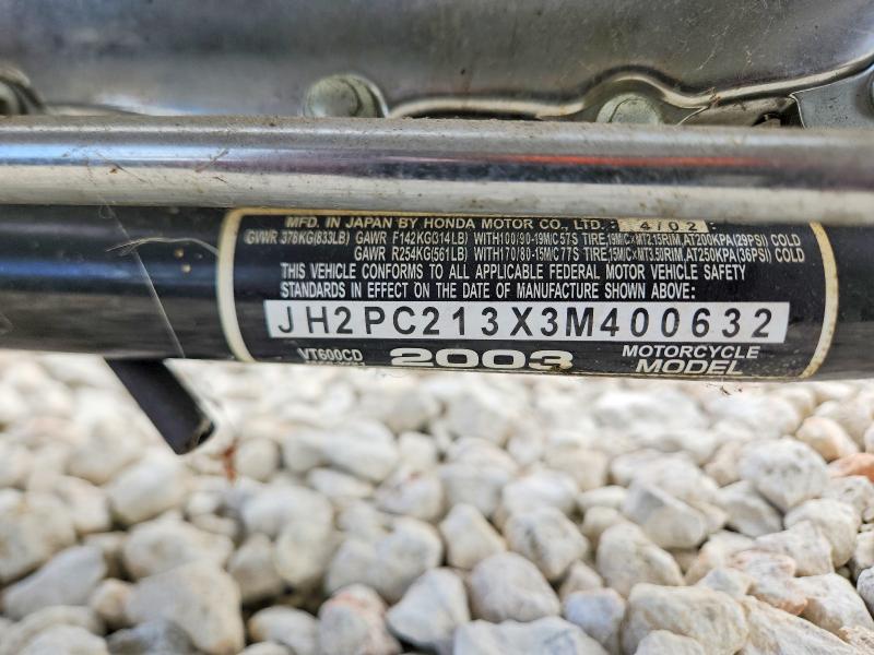 2003 Honda Vt600 VIN JH2PC213X3M400632 COPART salvage auction — MECHANICAL, Tx - Certificate Of Title, sold $400 on 2026-07-02 (photo 9)