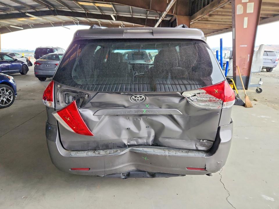 2011 Toyota Sienna VIN 5TDKK3DC6BS033710 COPART salvage auction — REAR END, Ca - Salvage Certificate, sold $925 on 2026-07-13 (photo 6)