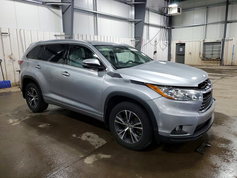 2016 Toyota Highlander VIN 5TDJKRFH2GS305748 COPART salvage auction — FRONT END, Mn - Cert Of Title-Salvage, sold $250 on 2026-07-28 (photo 4)