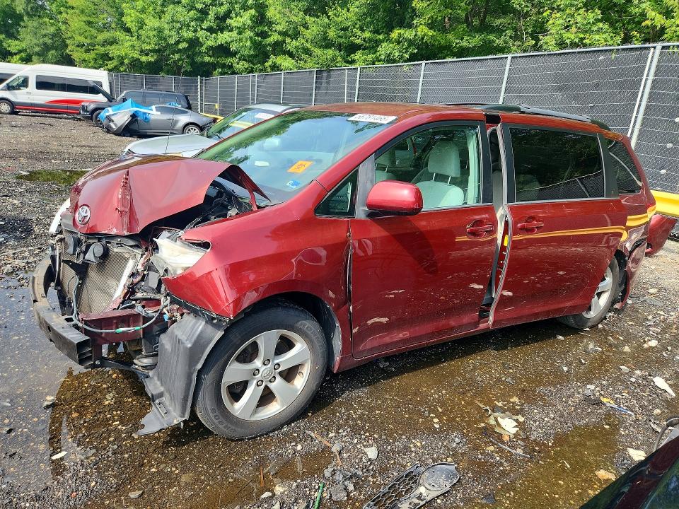 2013 Toyota Sienna VIN 5TDKK3DC9DS341876 COPART salvage auction — FRONT END, Md - Cert Of Salvage > 75% Damage, sold $1,200 on 2026-07-28 (photo 1)