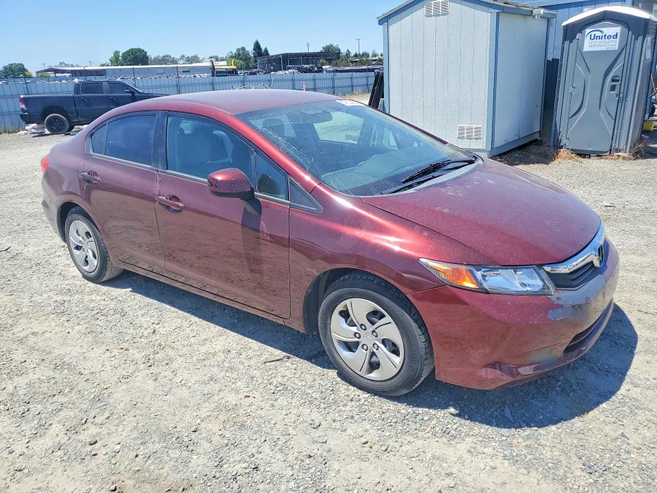 2012 Honda Civic VIN 2HGFB2E55CH553524 COPART salvage auction — REAR END, Ca - Salvage Certificate, sold $2,200 on 2026-07-02 (photo 4)