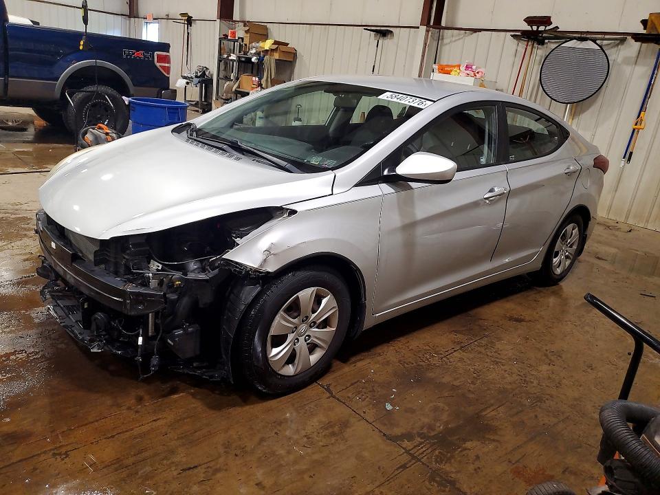 2016 Hyundai Elantra VIN KMHDH4AE2GU544137 COPART salvage auction — FRONT END, Pa - Certificate Of Salvage, sold $1,300 on 2026-07-10 (photo 1)
