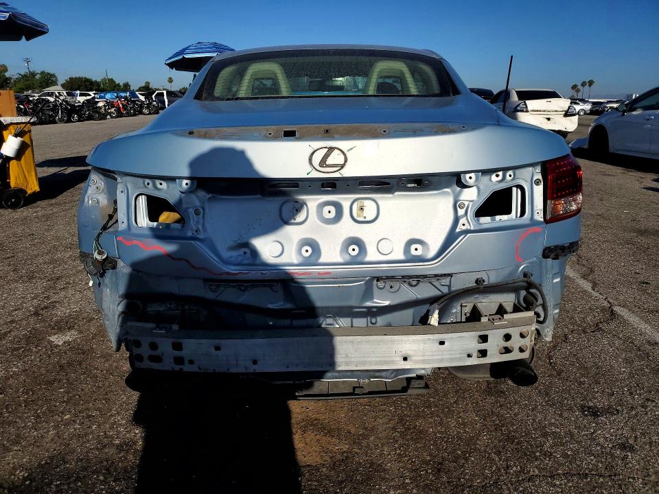 2012 Lexus Is VIN JTHFF2C22C2521780 COPART salvage auction — REAR END, Ca - Salvage Certificate, sold $775 on 2026-07-02 (photo 6)
