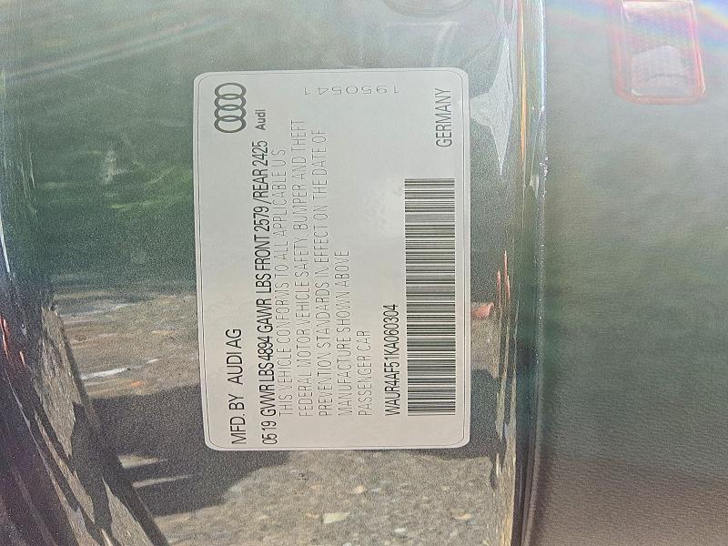 2019 Audi S5 VIN WAUR4AF51KA060304 COPART salvage auction — ALL OVER, WV - CERTIFICATE OF TITLE, sold $3,100 on 2026-07-14 (photo 5)