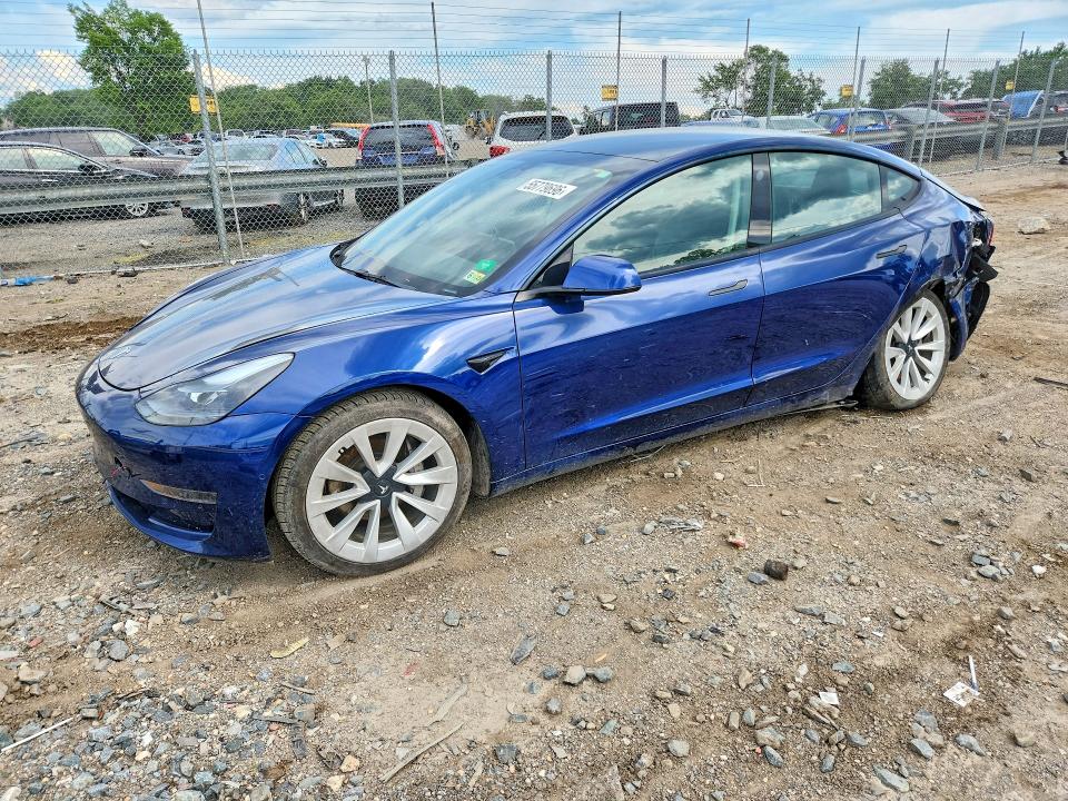 2022 Tesla VIN 5YJ3E1EA7NF185940 COPART salvage auction — REAR END, VA - CERTIFICATE OF TITLE (P), sold $6,000 on 2026-08-20 (photo 1)