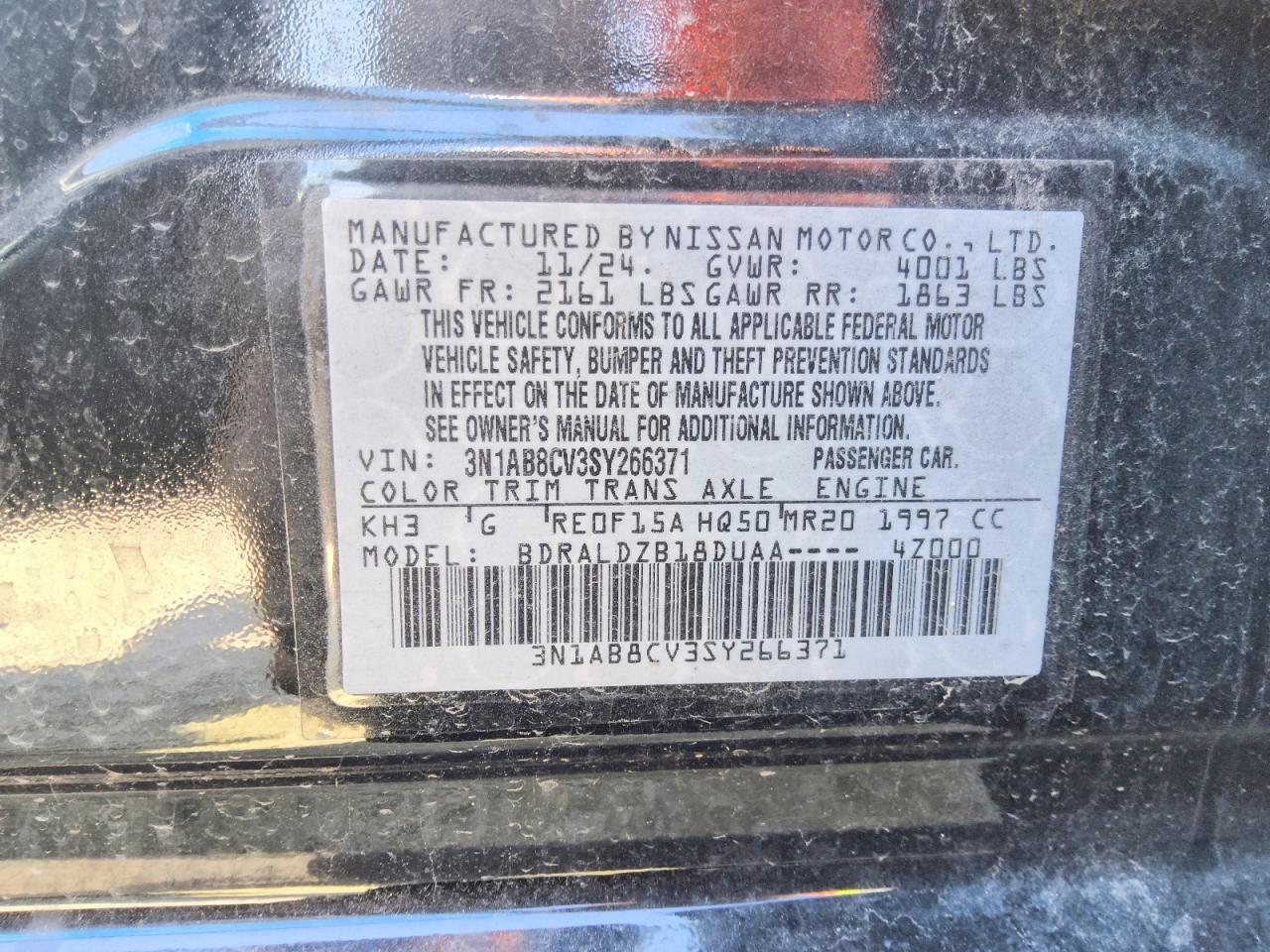2025 Nissan VIN 3N1AB8CV3SY266371 COPART salvage auction — FRONT END, Il - Certificate Of Title, sold $4,150 on 2026-07-09 (photo 5)