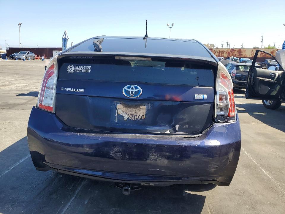 2012 Toyota Prius VIN JTDKN3DU1C1522711 COPART salvage auction — REAR END, Ca - Salvage Certificate, sold $1,000 on 2026-07-15 (photo 6)