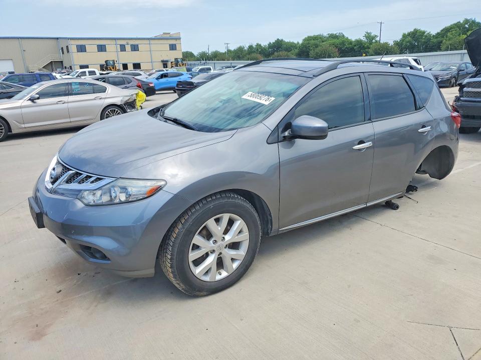 2014 Nissan Murano VIN JN8AZ1MU3EW411303 COPART salvage auction — UNDERCARRIAGE, TX - SALVAGE VEHICLE TITLE, sold $1,300 on 2026-07-27 (photo 1)