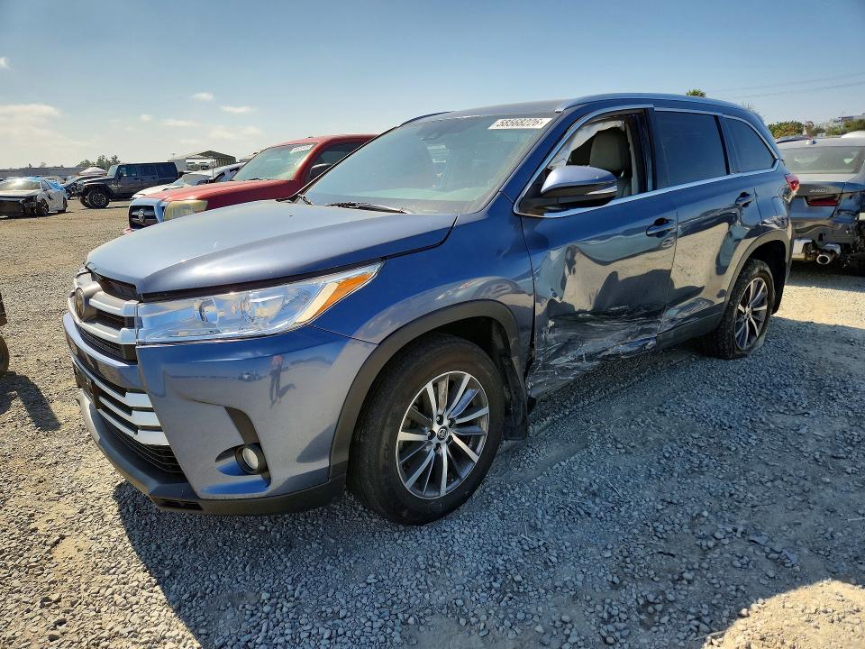 2019 Toyota Highlander VIN 5TDKZRFH4KS323127 COPART salvage auction — SIDE, CA - SALVAGE CERTIFICATE, sold $8,100 on 2026-07-31 (photo 1)