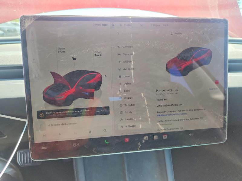 2025 Tesla Model 3 VIN 5YJ3E1EA8SF046444 COPART salvage auction — FRONT END, CA - SALVAGE CERTIFICATE, sold $14,700 on 2026-07-23 (photo 9)