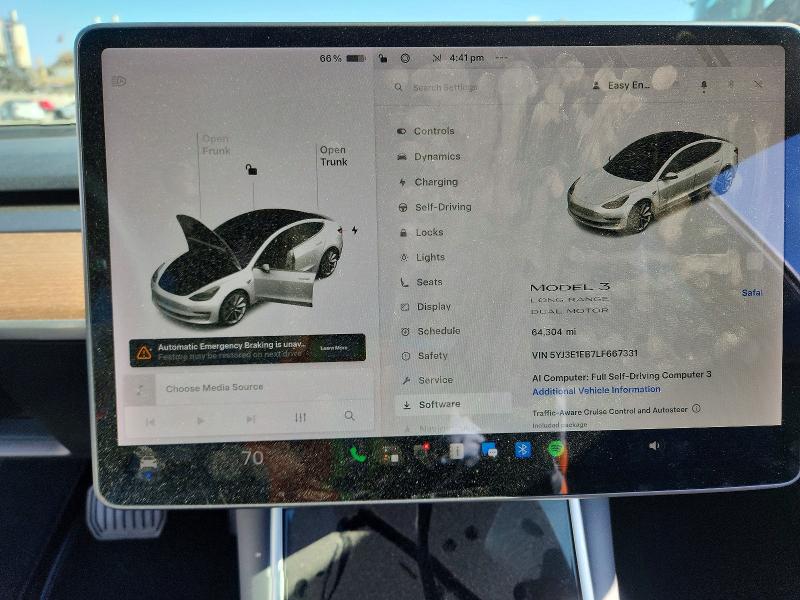 2020 Tesla Model 3 VIN 5YJ3E1EB7LF667331 COPART salvage auction — FRONT END, Ca - Salvage Certificate, sold $8,500 on 2026-07-17 (photo 9)