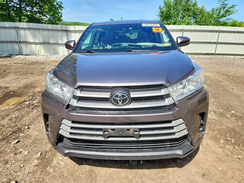 2019 Toyota Highlander VIN 5TDBZRFH1KS722495 COPART salvage auction — FRONT END, Vt - Cert Of Title-Salvage Vehicle, sold $8,300 on 2026-07-06 (photo 5)