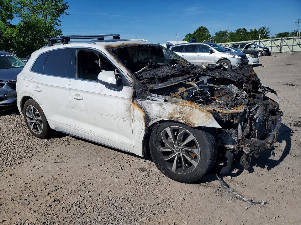 2021 Audi Q5 VIN WA1BAAFY0M2051298 COPART salvage auction — ENGINE BURN, Ny - Mv-907A Salvage Certificate, sold $1,150 on 2026-08-03 (photo 4)