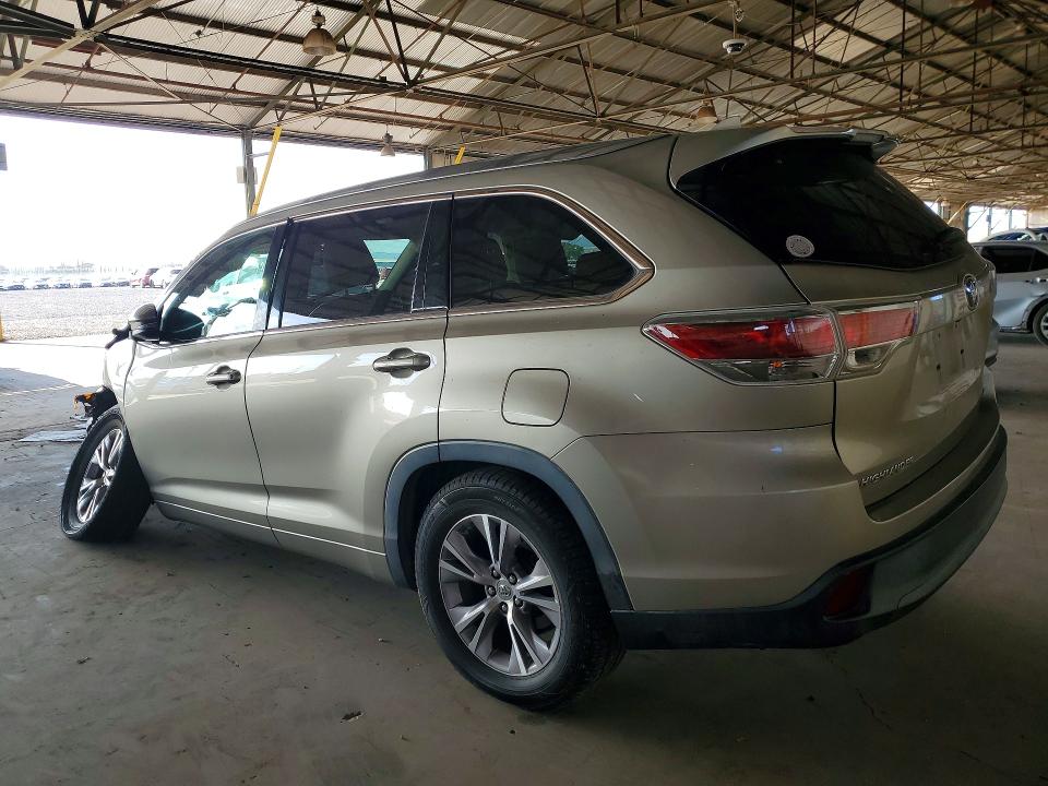 2015 Toyota Highlander VIN 5TDKKRFH5FS052699 COPART salvage auction — FRONT END, Az - Cert Of Title - Salvage, sold $700 on 2026-07-22 (photo 2)