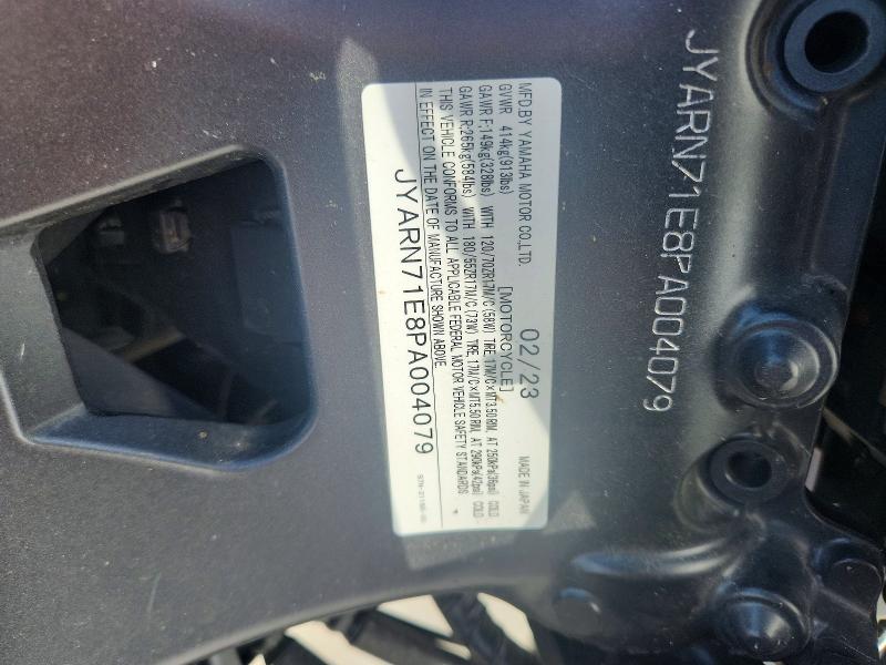 2023 Yamaha Mt VIN JYARN71E8PA004079 COPART salvage auction — ROLLOVER, Tx - Certificate Of Title, sold $2,900 on 2026-09-01 (photo 9)
