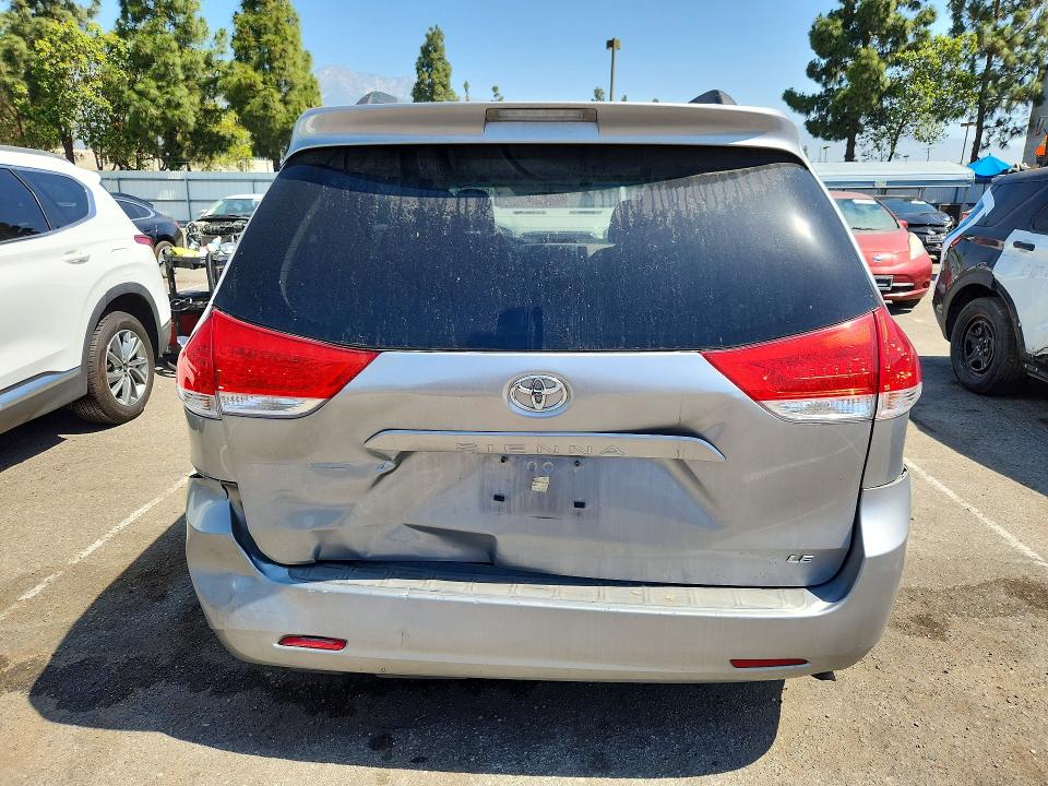 2012 Toyota Sienna VIN 5TDKK3DC6CS262857 COPART salvage auction — REAR END, Ca - Salvage Certificate, sold $1,400 on 2026-09-03 (photo 6)
