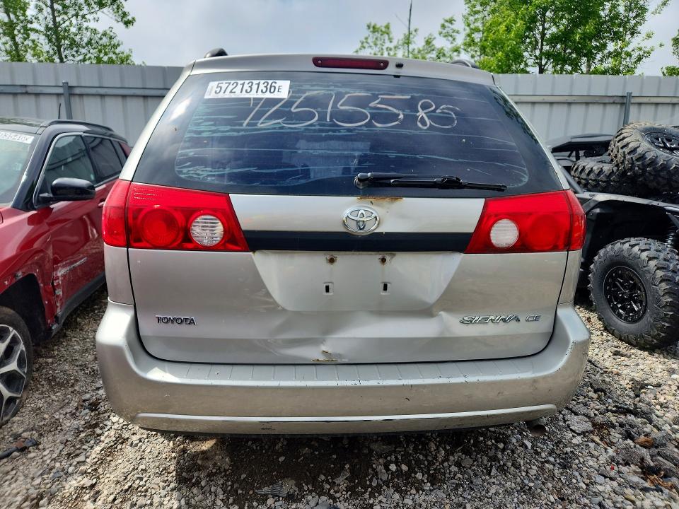 2006 Toyota Sienna VIN 5TDZA23C66S475924 COPART salvage auction — INTERIOR BURN, NY - MV907A-PARTS ONLY, sold $125 on 2026-07-13 (photo 6)