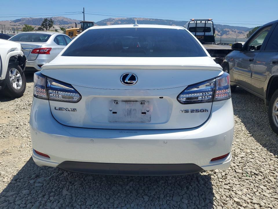 2010 Lexus Hs 250h VIN JTHBB1BA0A2007209 COPART salvage auction — FRONT END, Ca - Salvage Certificate, sold $4,650 on 2026-07-09 (photo 6)