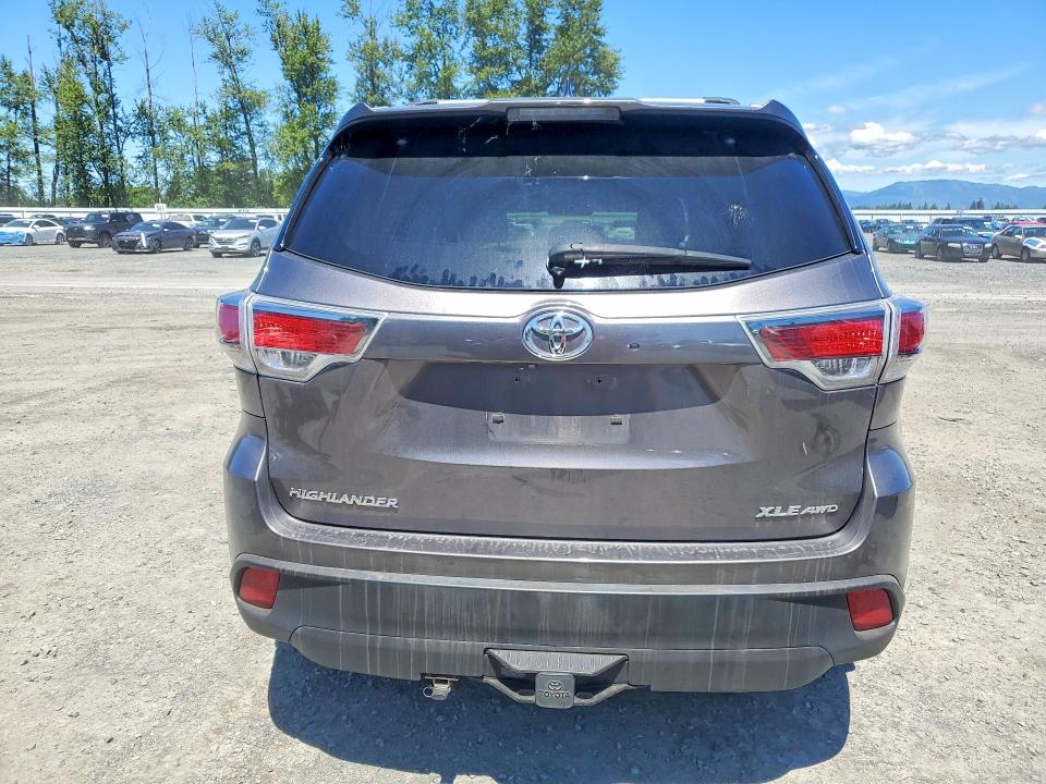 2016 Toyota Highlander VIN 5TDJKRFH0GS232203 COPART salvage auction — FRONT END, WA - BILL OF SALE, sold $8,000 on 2026-07-14 (photo 6)