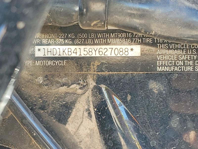 2008 Harley-davidson Flhx VIN 1HD1KB4158Y627088 COPART salvage auction — FRONT END, AZ - CERT OF TITLE - SALVAGE, sold $975 on 2026-07-02 (photo 8)