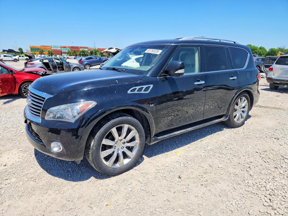 2014 Infiniti Qx80 VIN JN8AZ2NE1E9066235 COPART salvage auction — FRONT END, Oh - Certificate Of Title, sold $2,950 on 2026-07-31 (photo 1)