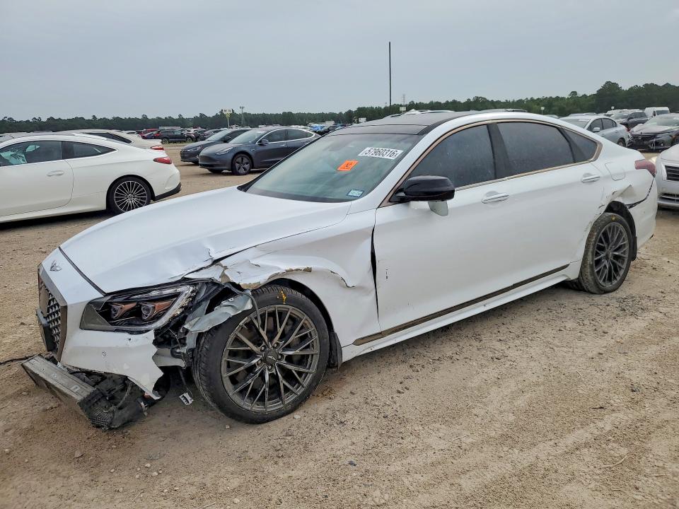 2018 Genesis G80 VIN KMHGN4JB5JU223714 COPART salvage auction — FRONT END, Tx - Salvage Vehicle Title, sold $3,100 on 2026-09-04 (photo 1)