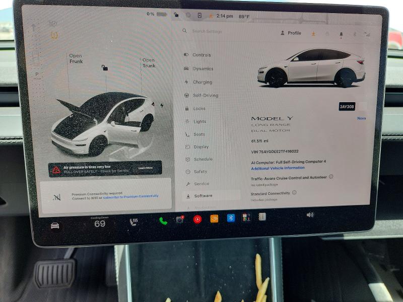 2026 Tesla Model y VIN 7SAYGDEE2TF416022 COPART salvage auction — FRONT END, UT - SALVAGE CERTIFICATE, sold $13,900 on 2026-07-31 (photo 9)