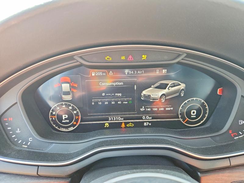 2019 Audi A4 VIN WAUENAF40KA116560 COPART salvage auction — UNDERCARRIAGE, IL - SALVAGE CERTIFICATE, sold $250 on 2026-07-28 (photo 9)