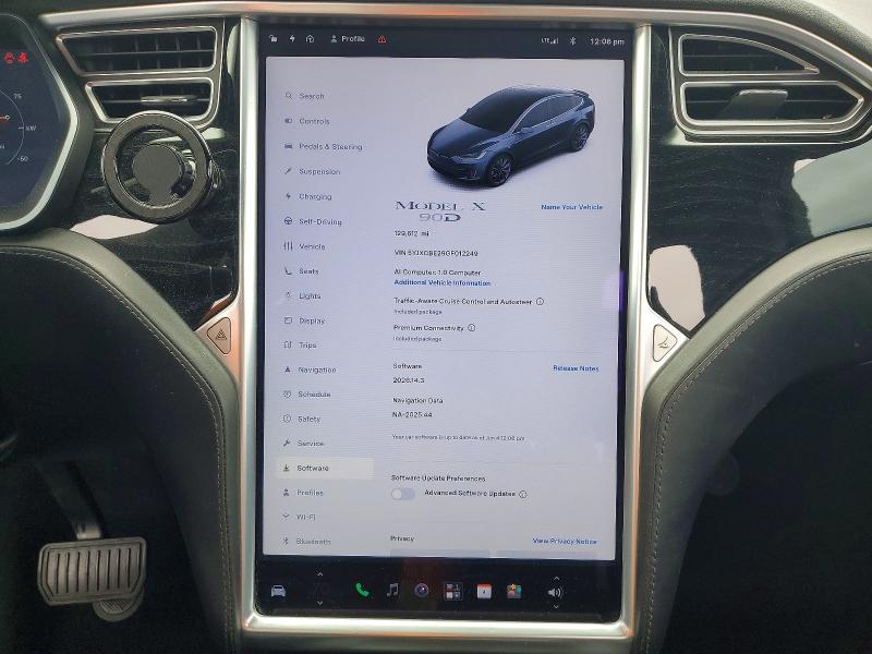 2016 Tesla Model x VIN 5YJXCBE29GF012249 COPART salvage auction — REAR END, Ca - Salvage Certificate, sold $5,000 on 2026-07-29 (photo 9)