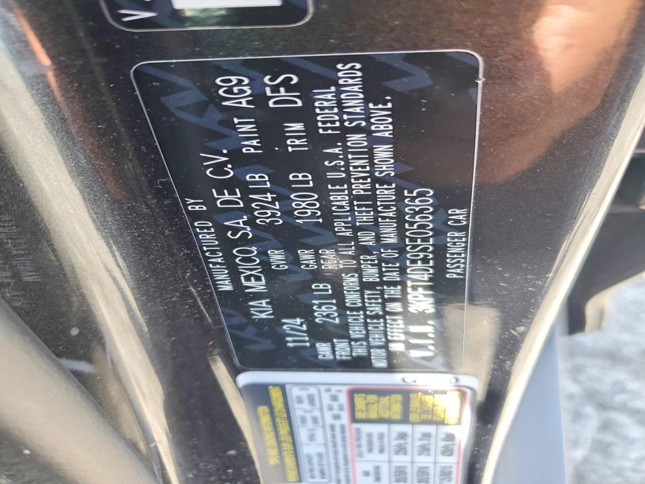 2025 Kia K4 VIN 3KPFT4DE9SE056365 COPART salvage auction — FRONT END, Ca - Salvage Certificate, sold $6,600 on 2026-07-23 (photo 8)