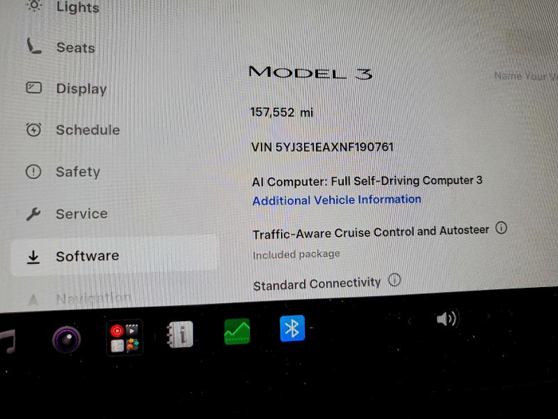 2022 Tesla Model 3 VIN 5YJ3E1EAXNF190761 COPART salvage auction — FRONT END, Fl - Certificate Of Title, sold $9,100 on 2026-07-08 (photo 9)