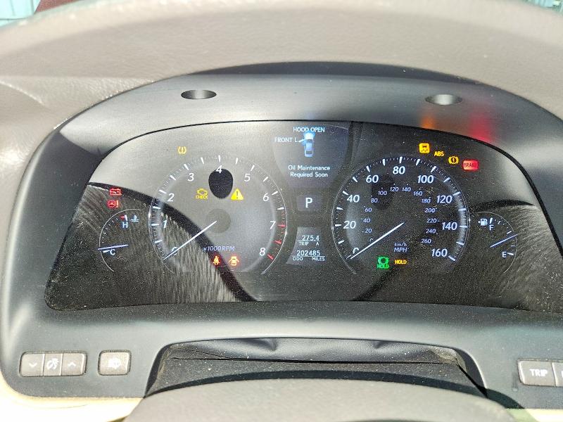 2009 Lexus Ls 460 VIN JTHBL46F895087552 COPART salvage auction — FRONT END, Fl - Cert Of Title Slvg Rebuildable, sold $525 on 2026-07-02 (photo 9)