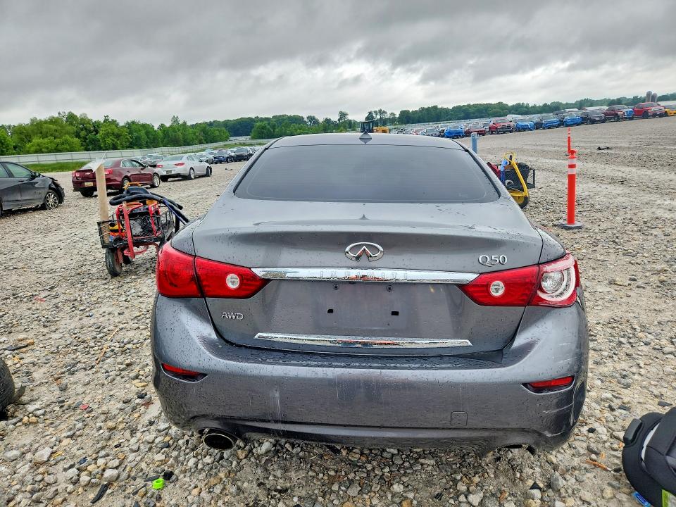 2014 Infiniti Q50 VIN JN1BV7AR7EM681809 COPART salvage auction — FRONT END, MI - CERTIFICATE OF TITLE, sold $600 on 2026-07-02 (photo 6)
