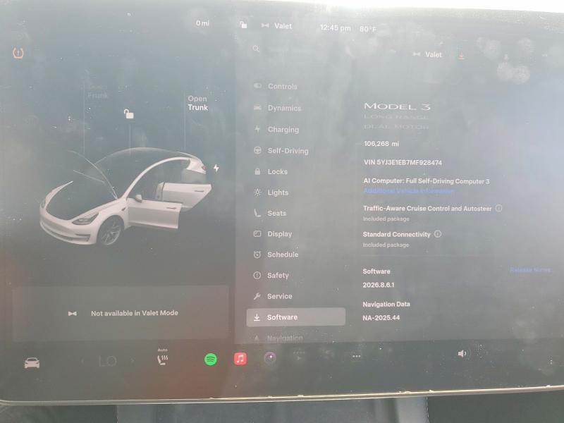 2021 Tesla Model 3 VIN 5YJ3E1EB7MF928474 COPART salvage auction — REAR END, Ca - Salvage Certificate, sold $60 on 2026-07-28 (photo 9)