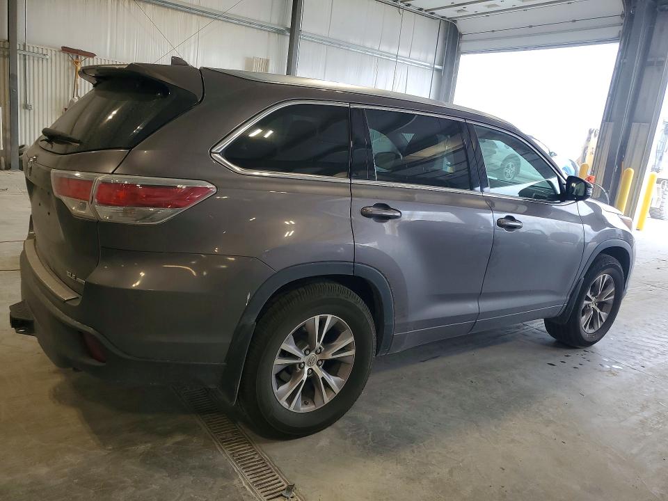 2015 Toyota Highlander VIN 5TDJKRFH8FS151321 COPART salvage auction — HAIL, Ne - Cert Of Title-Salvage, sold $6,000 on 2026-07-14 (photo 3)