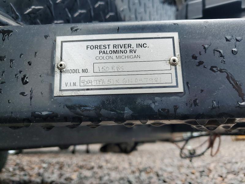 2016 Foresriver VIN 4X4TPA51XGN047981 COPART salvage auction — WATER/FLOOD, MO - SALVAGE CERTIFICATE OF TITLE, sold $150 on 2026-07-30 (photo 8)