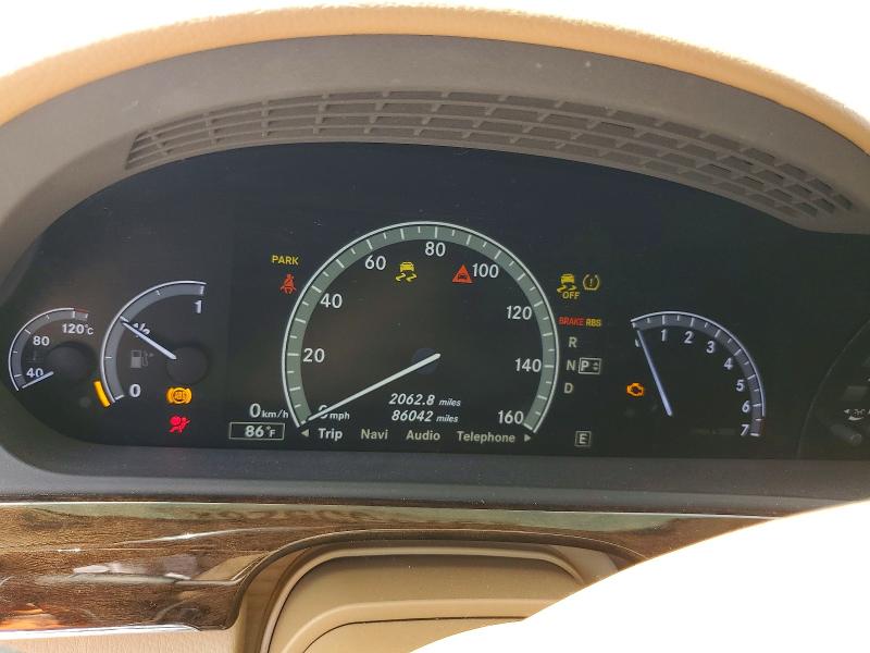 2011 Mercedes-benz S-klasse VIN WDDNG9FB6BA365770 COPART salvage auction — NORMAL WEAR, MT - DIS/DLR/EXP ONLY CLEAN TITLE, sold $2,050 on 2026-07-27 (photo 9)