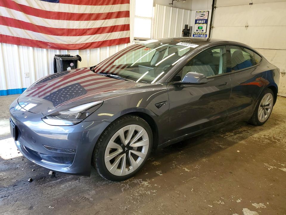 2023 Tesla Model 3 VIN 5YJ3E1EA8PF643830 COPART salvage auction — SIDE, Me - Cert Of Title-Salvage Collisio, sold $100 on 2026-07-23 (photo 1)