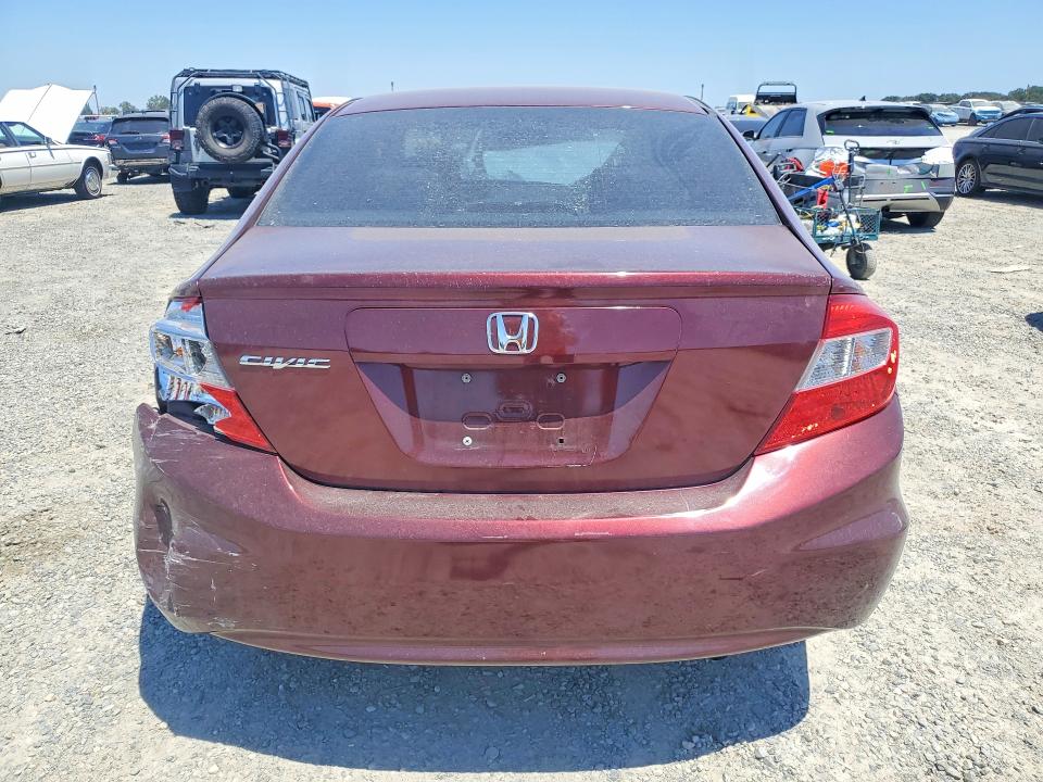 2012 Honda Civic VIN 2HGFB2E55CH553524 COPART salvage auction — REAR END, Ca - Salvage Certificate, sold $2,200 on 2026-07-02 (photo 6)