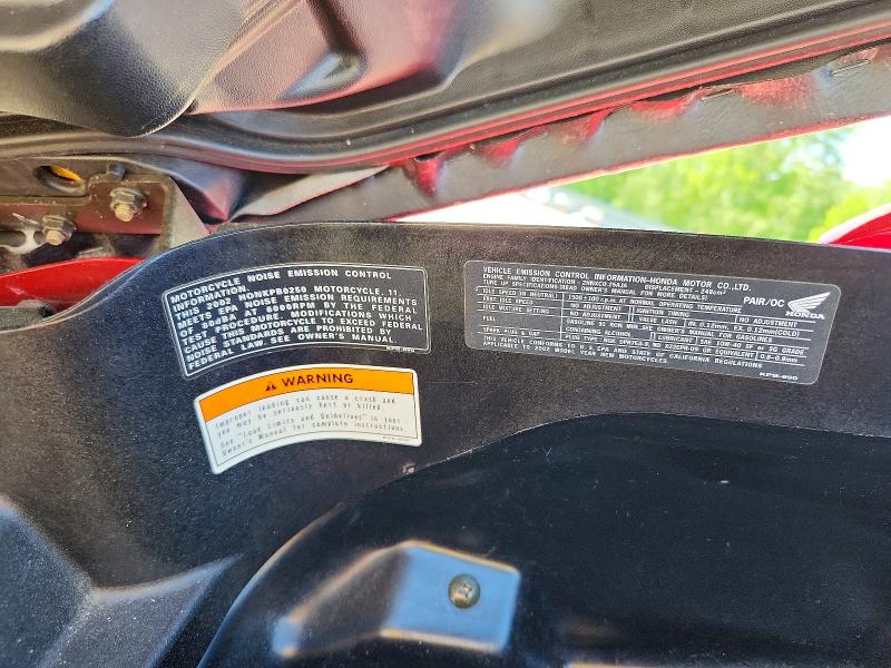 2002 Honda Ns VIN JH2MF061X2K010355 COPART salvage auction — MECHANICAL, Nh - Cert Of Title-Salvage, sold $100 on 2026-07-23 (photo 9)