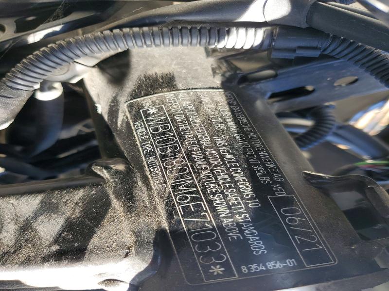 2021 BMW VIN WB10B1801M6E71033 COPART salvage auction — FRONT END, Ca - Salvage Certificate, sold $2,350 on 2026-07-16 (photo 8)