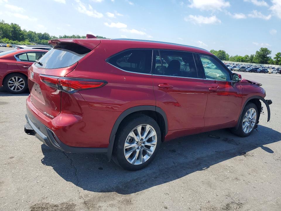 2023 Toyota Highlander VIN 5TDKDRBHXPS015035 COPART salvage auction — FRONT END, Pa - Certificate Of Salvage, sold $9,600 on 2026-07-28 (photo 3)